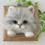 羊毛フェルト＊チンシルバー＊猫＊フレーム