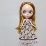 (7月新作 ⑱)クジャク柄🦚LIBERTYプリントのホルターネックドレス　ブライス　リカちゃん　アウトフィット