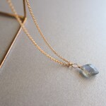 14kgf 宝石質ラブラドライトAAA 白菫色のダイヤネックレス
