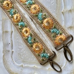 インド刺繍リボンストラップ(イエローお花)幅広め