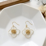花刺繍　オーガンジー刺繍　ピアス ゴールド　no.35 送料無料