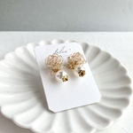 パールが揺れる ＊木香薔薇  ホワイト ＊ ピアス╱イヤリング【受注制作】