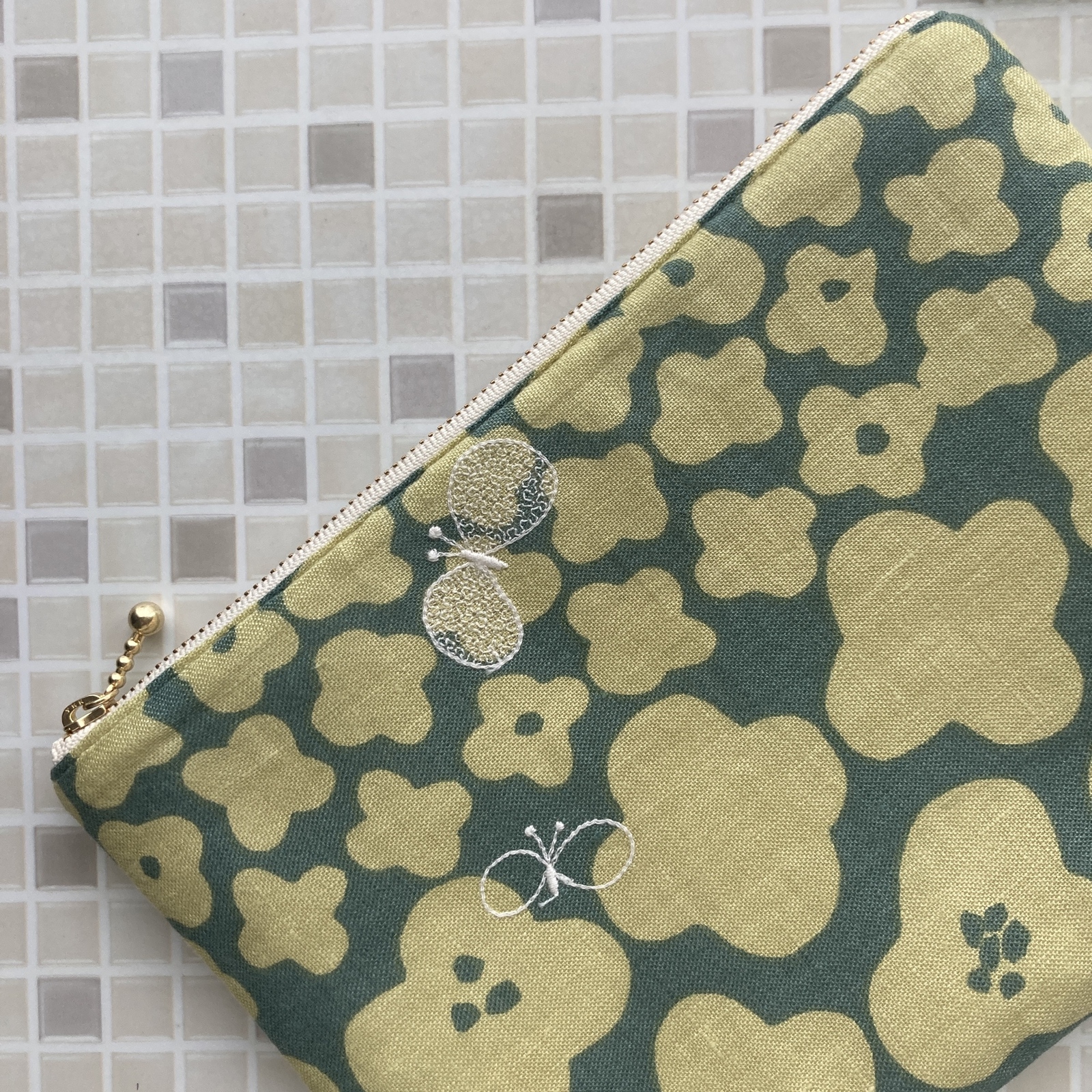 ミナペルホネン スカイフラワー Sky flower ポーチ テディベア ミナペルホネン sky flower スカイフラワー ポシェット navy