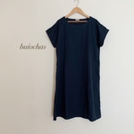 Wガーゼ　シンプルワンピース(dark blue)