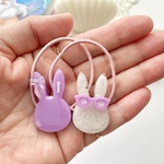 Newキッズ Summer vacation rabbit うさぎさん レジンヘアゴム 2本セット grape