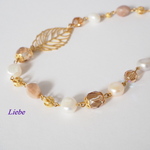 すかし葉のネックレス　スワロフスキーピンク系　NE0017