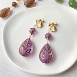 しずく【グレープ】イヤリング　ピアス 紫