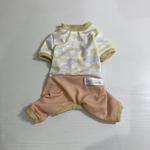 犬服　接触冷感　袖ありロンパース　ツートンタイプ　くも柄&オレンジ（イエローリプ）XXSサイズ　