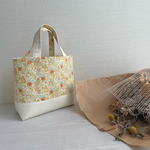 切替トートバック　Orange Flower×White