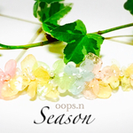 season3 虹色パステル紫陽花とレースのバレッタ 春爛漫