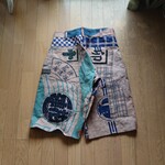手ぬぐいリメイクハーフパンツ(ミョウバン媒染)
