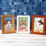 〈オーダーメイド〉パステルで描くペット似顔絵～フラワーアレンジ～〈ミニサイズ・フレーム付き〉