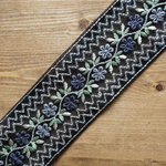 50㎝カット済み【インド刺繍リボン】　カラー　チュール　リボン 【ブラック】　
