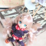 【再販】チラ見せスカートのチュニックワンピとニーハイソックス(紫×赤)