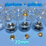 20mm・選べるカラーキャップ付ガラスドーム・アクセサリーパーツ・素材・材料・チャームタイプ・カン付蓋