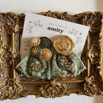 《刺繍リボン》ボタンピアス・イヤリング