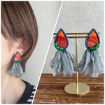 【1点もの】2way刺繍ピアス、イヤリング
