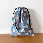 巾着袋 23×18/flower:blue