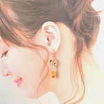かすみ草と向日葵のガラス 風鈴 ピアス/イヤリング/ノンホールピアス