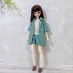 ●送料無料● リカちゃんサイズ服 トータルコーディネート3点　セット販売  グリーン半袖ジャケット&ショートパンツ タンクトップ
