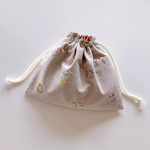 【手刺繍】夏の海の刺繍巾着【Lサイズ幅24cm】夏季限定