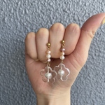 クリアフラワーパールピアス