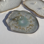 アゲートスライス風リングピロー　ブルーグレー金箔入り