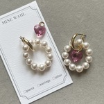 (no.9)【金属アレルギー対応】✴︎4way✴︎Swarovski hoop heart earrings rose