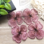 【送料無料】刺繍フラワーレース  オーガンジー  花芯入り 4pcs