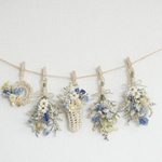 花かごとお花のモチーフ編みリースでドライフラワーガーランド