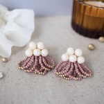 ビーズ刺繍𓍯コロコロビーズフリンジ ピアス