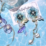 人魚姫のディップフラワーピアス/イヤリング-Marin Blue-