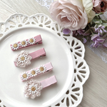 《送料無料》プチプラ＊レースのお花のヘアクリップset（pink）