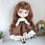 719【ブライス スカート】編み上げリボンのフィッシュテールスカート スチームパンク※ブライスアウトフィット