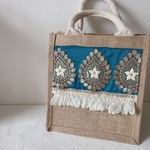 ジュートバック×インド刺繍リボン