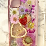 iPhoneケース､iPhoneカバー､押し花ケース､スマホケース､押しフルーツ､押し花､押し花カバー､スマホカバー､押しフルーツケース､押しフルーツカバー､Android 花 花柄リング付き、お花
