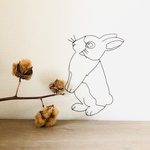 Rabbit うさぎモチーフ 𓃹 ウォールデコレーション　（ウサギ兎ワイヤークラフト動物園モノトーン白黒ワイヤーアート針金モビール壁掛け）