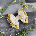 Gemini ribbon•*¨*•.¸¸☆*  夏色花柄リボンのヘアアクセ   イエロー