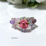 〈新作〉お花の指輪/ビーズ《ピンクローズ》ラブリー【ビーズリング】ビーズアクセサリー・指輪