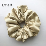 【 Lサイズ＊ゴールド】シュシュ ハンドメイド scrunchie サテン