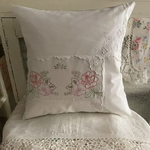 SALE！アンティーク薔薇刺繍のクッションカバー（送料無料）