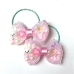 うさぎ ♡ オーガンジーリボン ヘアゴム 2個セット キッズ