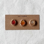 再販✴︎【７月】カーネリアン×大粒ゴールド一粒ビーズ刺繍ピアス/イヤリング
