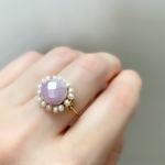 Chamomile -  クンツァイトと淡水パールのワイヤーリング  天然石 指輪 カモミール