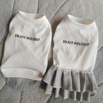 犬服！針抜きドット！ヒッコリー重ね着