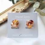  [一点物]チェコガラスの小ぶりなイヤリング　チェコロン caramel orange