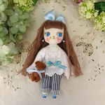 こちらはさくらんぼ様専用です。　ラブリーナチュラル夢猫ちゃんいつもテディと一緒　青い目の猫娘　猫人形　ドールチャーム　マスコット339