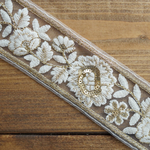  1mカット済み【インド刺繍リボン】チュール刺繍リボン   【ゴールド】