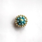 Blue Earth Jade 　ビーズ刺繍ブローチ
