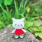 かわいいスイカニャンコ　ネコちゃん編みぐるみ　癒し系　楽しい夏スイカ変装　ストラップ/バッグチャーム/置物(受注制作)